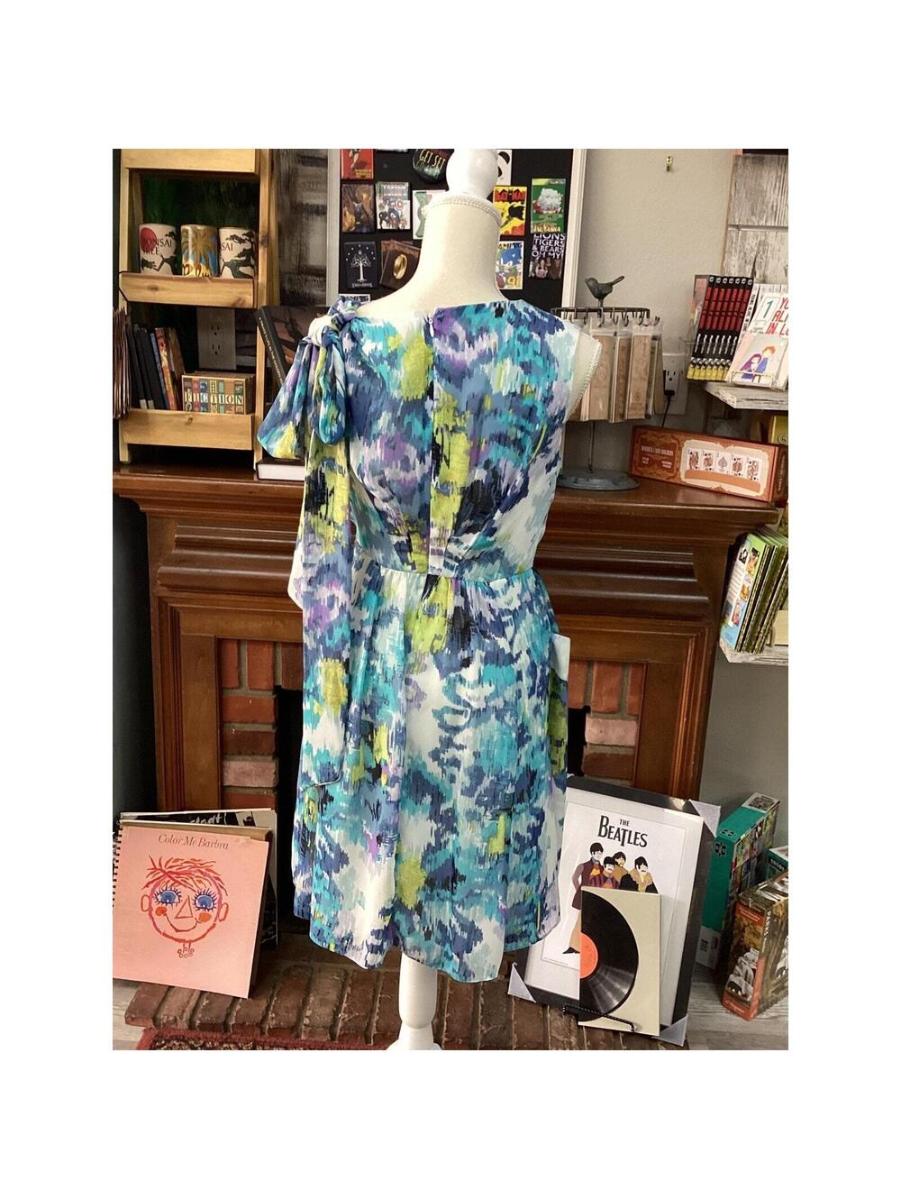 DressBarn: Multi-Colored watercolor Dress Size 4 - Picture 3 of 3